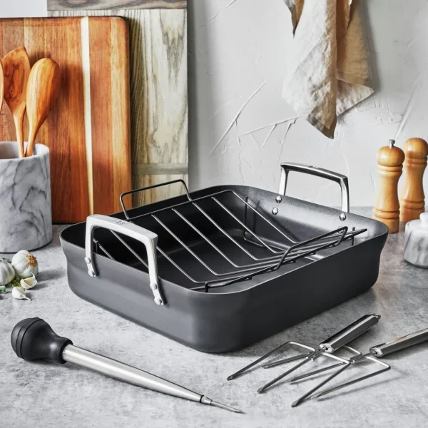ZWILLING Roasting Pans*Aluminum, Non-Stick, Rectangular, Hard Anodized Roaster Pan Black Matte