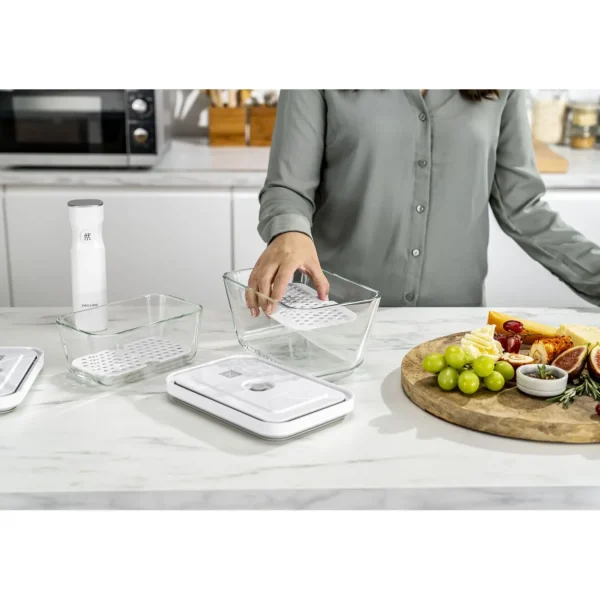 ZWILLING Vacuum Accessories*Drip Tray Set For Glass Containers, Medium/Large / 2-Pc White