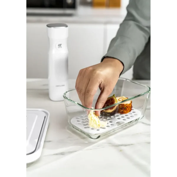 ZWILLING Vacuum Accessories*Drip Tray Set For Glass Containers, Medium/Large / 2-Pc White
