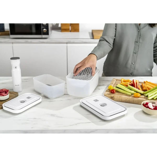 ZWILLING Vacuum Accessories*Drip Tray Set For Plastic Containers  , Medium/Large / 2-Pc Grey