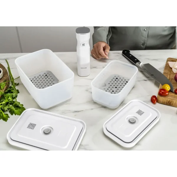 ZWILLING Vacuum Accessories*Drip Tray Set For Plastic Containers  , Medium/Large / 2-Pc Grey