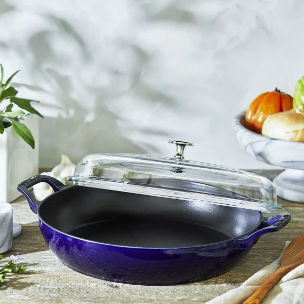 STAUB Braisers*12-Inch, Braiser With Glass Lid, Dark Blue