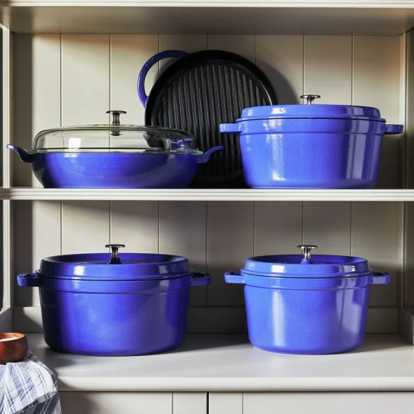STAUB Braisers*12-Inch, Braiser With Glass Lid, Blueberry
