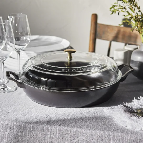 STAUB Braisers*12-Inch, Braiser With Glass Lid, Black Matte