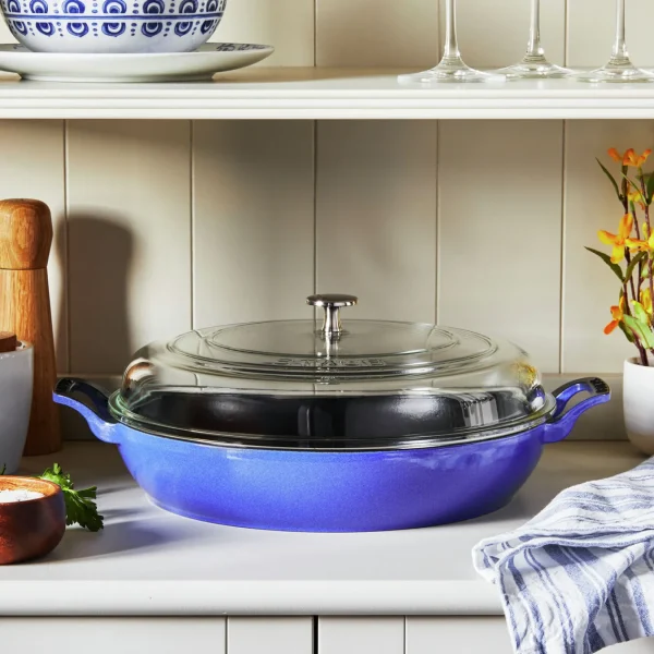 STAUB Braisers*12-Inch, Braiser With Glass Lid, Blueberry