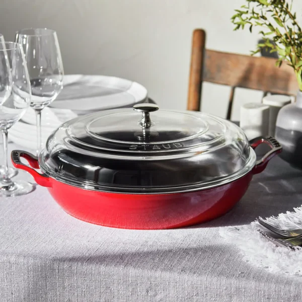 STAUB Braisers*12-Inch, Braiser With Glass Lid, Cherry