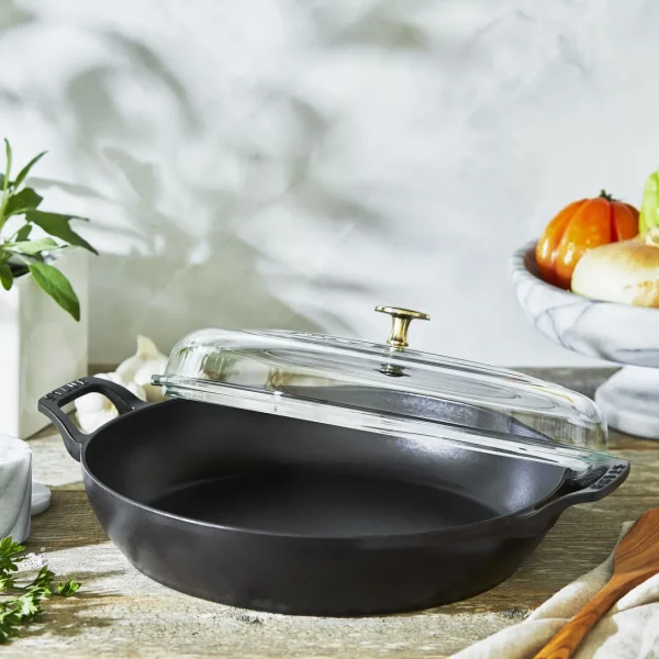 STAUB Braisers*12-Inch, Braiser With Glass Lid, Black Matte