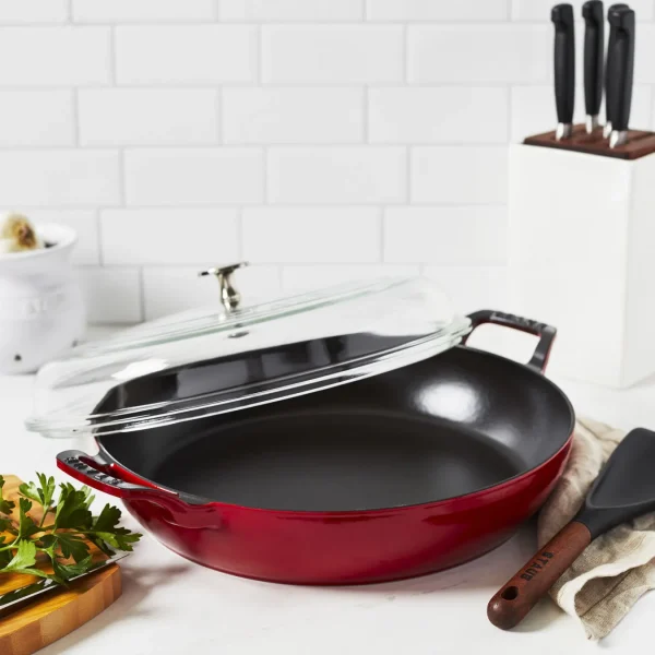 STAUB Braisers*12-Inch, Braiser With Glass Lid, Cherry