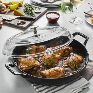STAUB Braisers*12-Inch, Braiser With Glass Lid, Black Matte