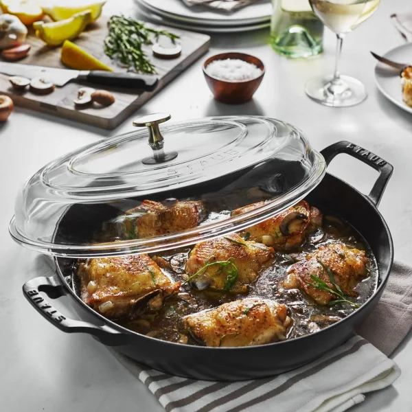 STAUB Braisers*12-Inch, Braiser With Glass Lid, Black Matte