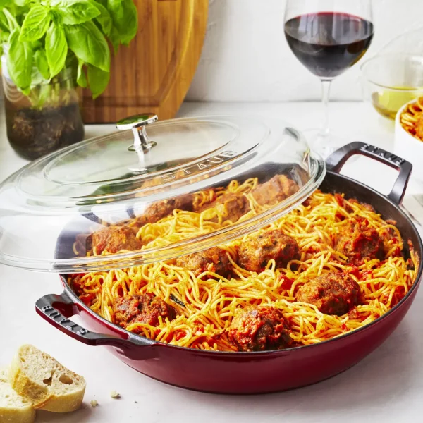STAUB Braisers*12-Inch, Braiser With Glass Lid, Cherry