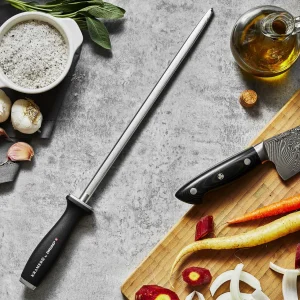 ZWILLING Knife Sharpeners*12.25 Inch, Double Cut Honing Steel With Plastic Handle Black Matte