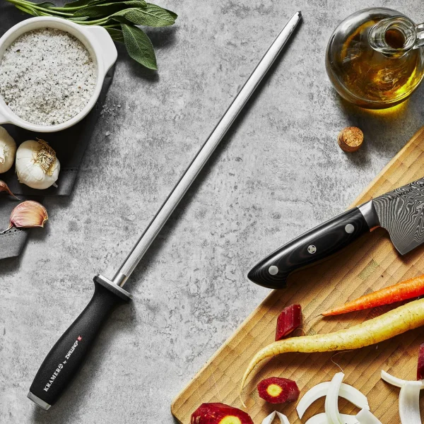 ZWILLING Knife Sharpeners*12.25 Inch, Double Cut Honing Steel With Plastic Handle Black Matte