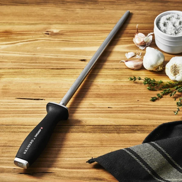ZWILLING Knife Sharpeners*12.25 Inch, Double Cut Honing Steel With Plastic Handle Black Matte