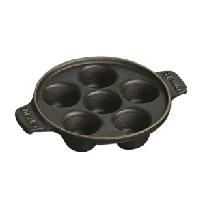 STAUB Roasting Pans*5.5-Inch, Escargot Dish With Six Holes, Black Matte