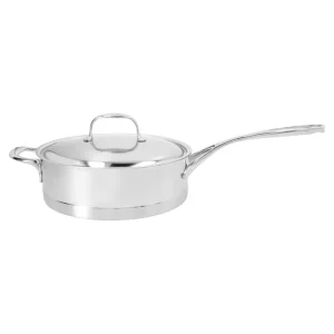 DEMEYERE Saute Pans*9.5-Inch Saute Pan With Helper Handle And Lid, 18/10 Stainless Steel Silver