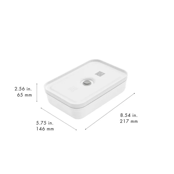 ZWILLING Vaccum Lunch Boxes*L Flat Vacuum Lunch Box, Plastic, White-Grey