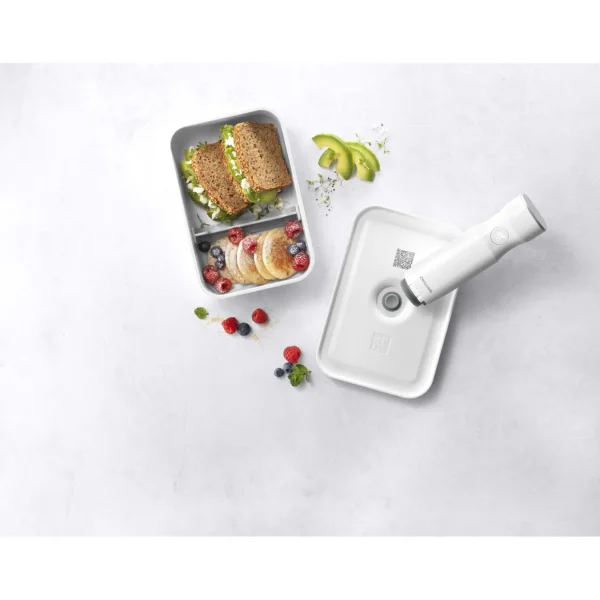 ZWILLING Vaccum Lunch Boxes*L Flat Vacuum Lunch Box, Plastic, White-Grey