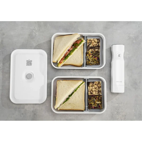 ZWILLING Vaccum Lunch Boxes*L Flat Vacuum Lunch Box, Plastic, White-Grey