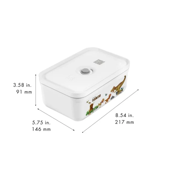 ZWILLING Vaccum Lunch Boxes*Large Dinos Vacuum Lunch Box, Plastic, White-Grey