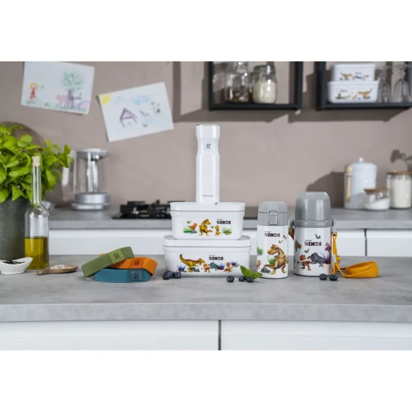 ZWILLING Vaccum Lunch Boxes*Large Dinos Vacuum Lunch Box, Plastic, White-Grey