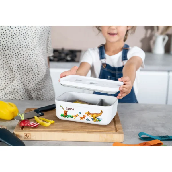ZWILLING Vaccum Lunch Boxes*Large Dinos Vacuum Lunch Box, Plastic, White-Grey