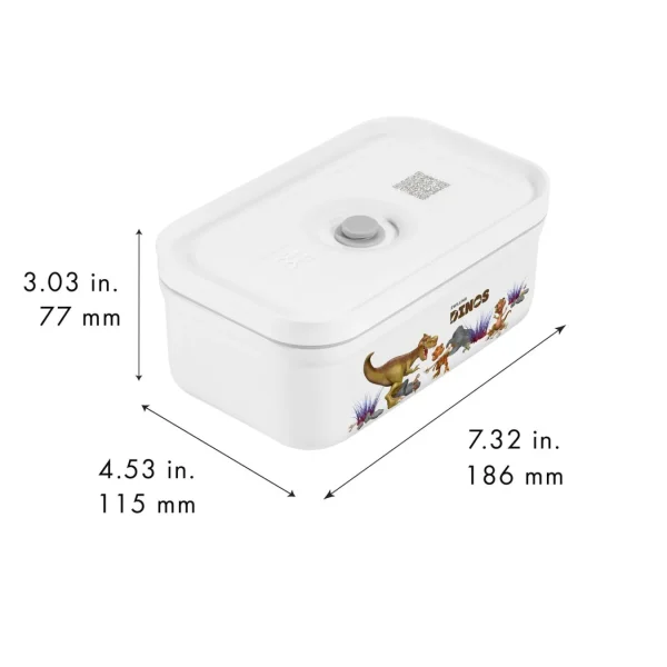 ZWILLING Vaccum Lunch Boxes*Medium Dinos Vacuum Lunch Box, Plastic, White-Grey