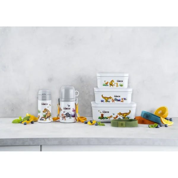 ZWILLING Vaccum Lunch Boxes*Medium Dinos Vacuum Lunch Box, Plastic, White-Grey