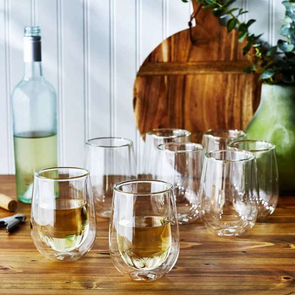 ZWILLING Glassware*10-Oz / 8-Pc, Double Wall Stemless White Wine Glass Set Transparent