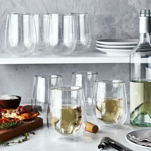 ZWILLING Glassware*10-Oz / 8-Pc, Double Wall Stemless White Wine Glass Set Transparent