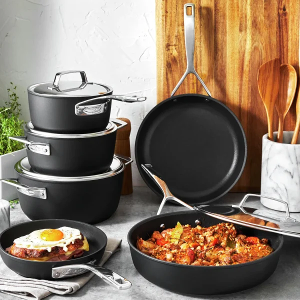 DEMEYERE Cookware Sets*10-Pc, Aluminum Nonstick Cookware Set Silver-Black