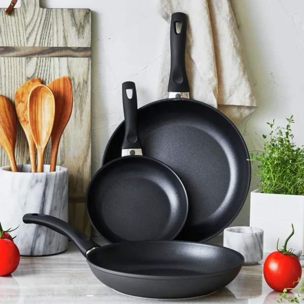 Ballarini Cookware Sets*3-Pc, Aluminum, Non-Stick, Frying Pan Set Black Matte