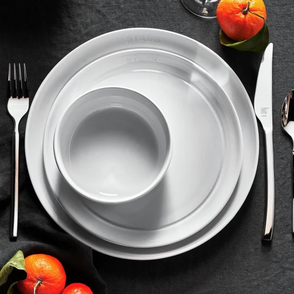 STAUB Dinner Plates*12-Pc, Dinnerware Set White