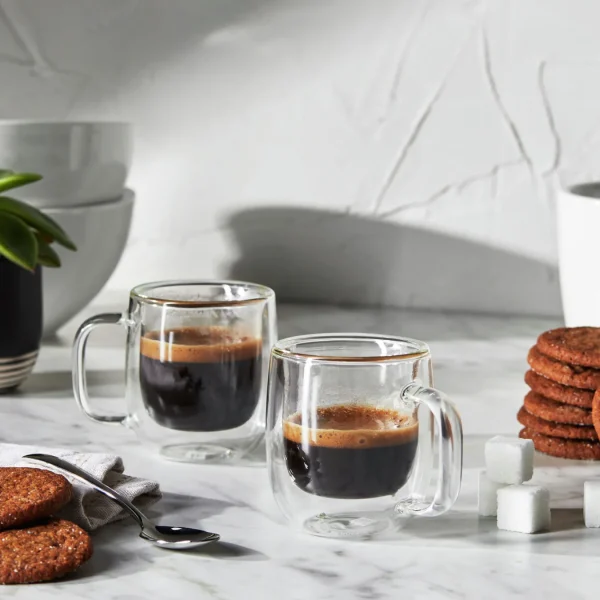 ZWILLING Glassware*2-Pc Espresso Glass Mug Set, Double Wall Transparent