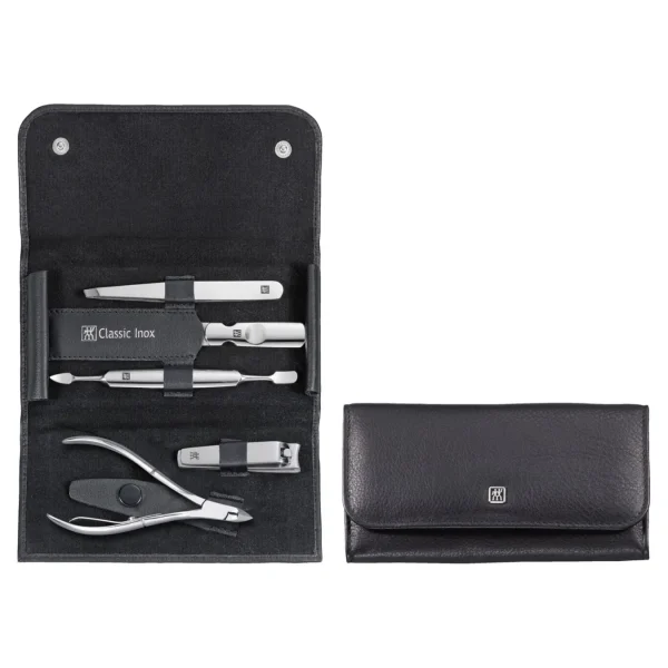 ZWILLING Manicure Sets*5-Pc, Leather Snap Fastener Case, Black Matte