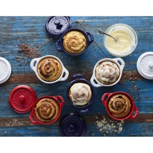 STAUB Dessert Bowls*3-Pc, Mini Round Cocotte Set, Cherry