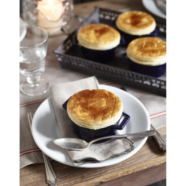 STAUB Dessert Bowls*3-Pc, Mini Round Cocotte Set, Dark Blue