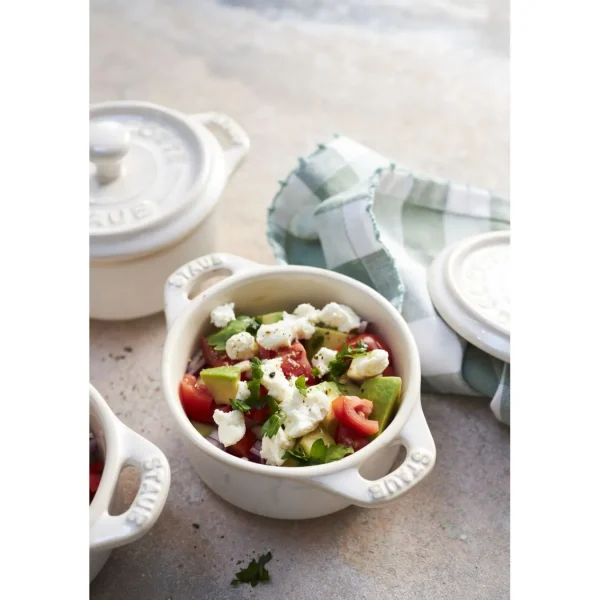 STAUB Dessert Bowls*3-Pc, Mini Round Cocotte Set, White
