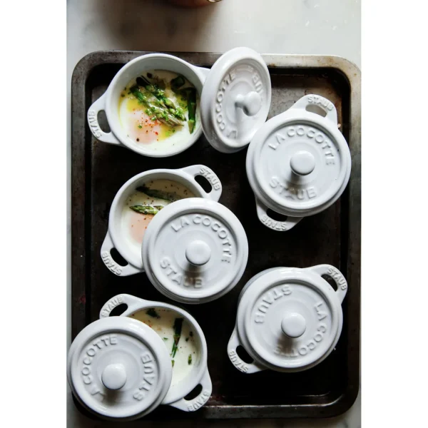 STAUB Dessert Bowls*3-Pc, Mini Round Cocotte Set, White