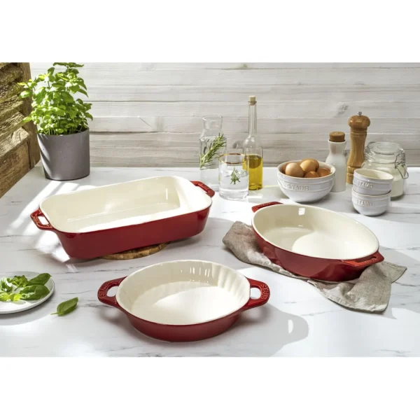 STAUB Cake Pans*3-Pc, Mixed Baking Dish Set, Cherry