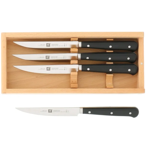 ZWILLING Steak Knife Sets*4-Pc, Porterhouse Steak Knife Set In Beechwood Box Black Matte