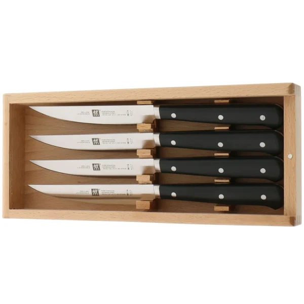 ZWILLING Steak Knife Sets*4-Pc, Porterhouse Steak Knife Set In Beechwood Box Black Matte