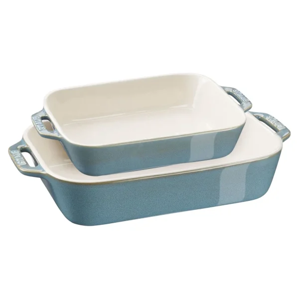 STAUB Baking Dishes*2-Pc, Rectangular Baking Dish Set, Rustic Turquoise