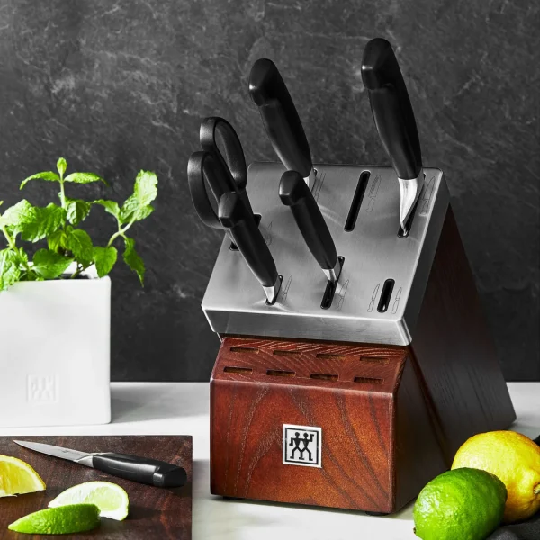 ZWILLING Self Sharpening Knife Sets*7-Pc, Self-Sharpening Knife Block Set, Silver-Black