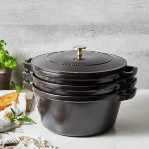 STAUB Cookware Sets*4-Pc Stackable Set,, Cast Iron Black Matte