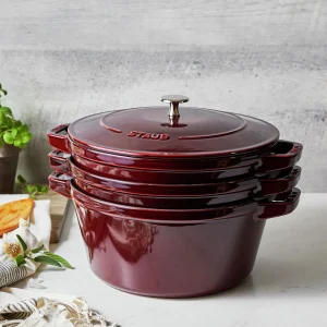 STAUB Cookware Sets*4-Pc Stackable Set,, Cast Iron Grenadine