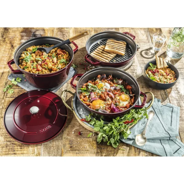 STAUB Cookware Sets*4-Pc Stackable Set,, Cast Iron Grenadine