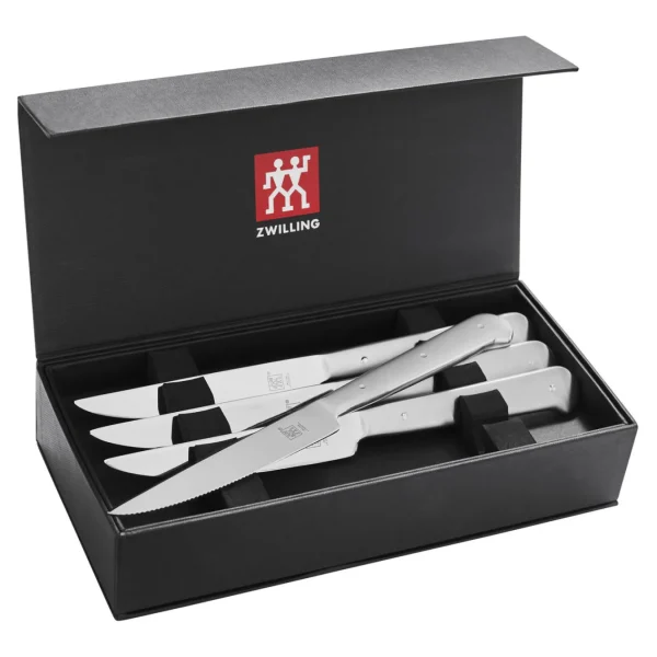 ZWILLING Steak Knife Sets*8-Pc, Stainless Steel Porterhouse Steak Knife Set In Black Presentation Box Silver