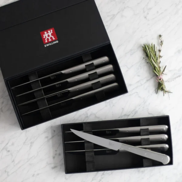ZWILLING Steak Knife Sets*8-Pc, Stainless Steel Porterhouse Steak Knife Set In Black Presentation Box Silver