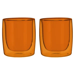 ZWILLING Glassware*2-Pc Tumbler Glass Set -, Double Wall Amber